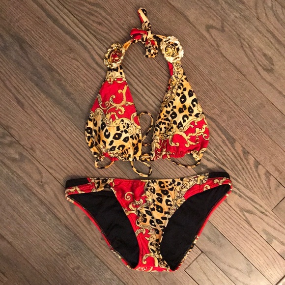 red cheetah bikini